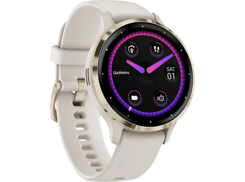 Garmin, Garmin VENU 3S Elfenbein/Softgold Smartwatch – braun