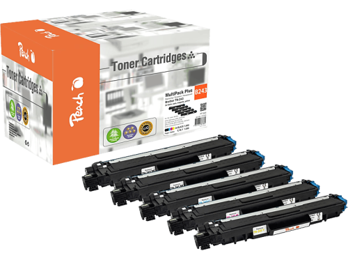 Peach, Peach B243 5 Toner (2*bk, c/m/y) ersetzt Brother TN-243 für z.B. Brother DCPL 3550 CDW, Brother MFCL 3730 CDN, Brother MFCL 3750 CDW
