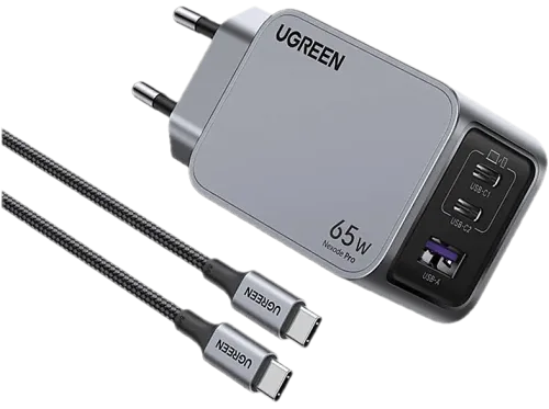 UGREEN, Ugreen Nexode Pro series X755 - Netzteil - GaN - 65 Watt - PD - 3 Ausgabeanschlussstellen (2 x USB-C, USB)