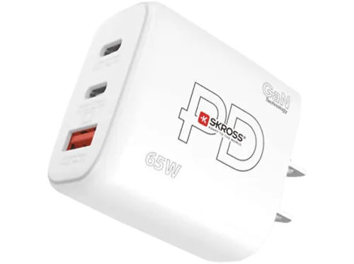 SKROSS, Skross Power Charger 65W PD GaN US USB Ladegerät 65 W 1x USB-A, 2x USB-C® USB PD Weiß Innenbereich