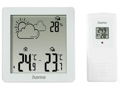 Hama, hama 00222234 Wetterstation Zakynthos, Thermometer, Hygrometer, mit Außensensor, Weiß
