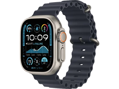 undefined, Apple Watch Ultra 2 49mm Natural Titanium Case Navy Ocean Band 64GB Navy Ocean Band