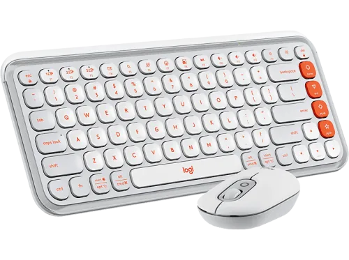 LOGITECH POP Icon Combo, Tastatur & Maus, Kabellos, Offwhite und Orange
