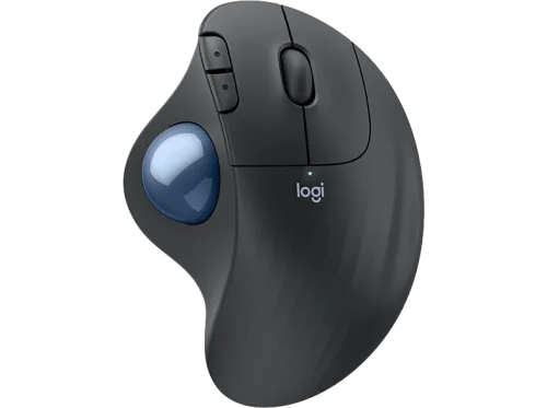 LOGITECH ERGO M575S Maus, Kabellos, 2000 dpi, Optisch mit Leuchtdioden, Grafit + Blaue Kugel