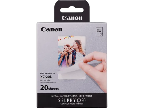 Canon, CANON Farbtinte/Kleberset 54x85mm XC-20L Selphy QX20 20 Blatt