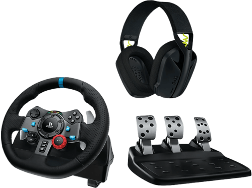 Logitech G, Logitech G G29 EU + G435 - BLACK Gaming Headset + Gaming Lenkrad – PC Gaming Controller – schwarz
