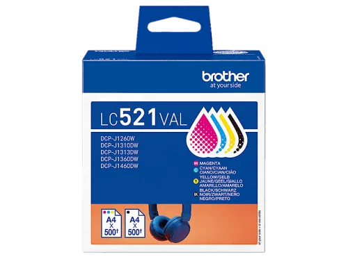 Brother, BROTHER Valuepack Tinte CMYBK LC-521VAL DCP-J1360DW 500 Seiten