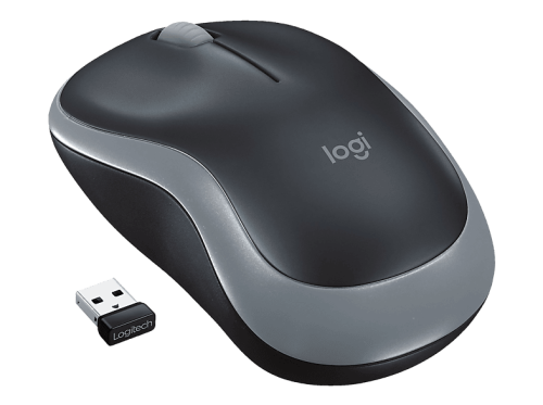 Logitech, Logitech M185 Kabellose Ergonomische Optische Optische Maus Für Rechts- und Linkshänder USB-A Nano Receiver Grau
