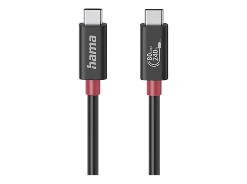Hama, hama 00200799 USB-C-Kabel, E-Marker, USB4 Gen4, 80 Gbit/s, 5 A, 240 W, 1,00 m