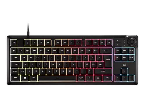CORSAIR K55 CORE TKL RGB (CH), Gaming-Tastatur, Rubber dome, Kabelgebunden, Schwarz