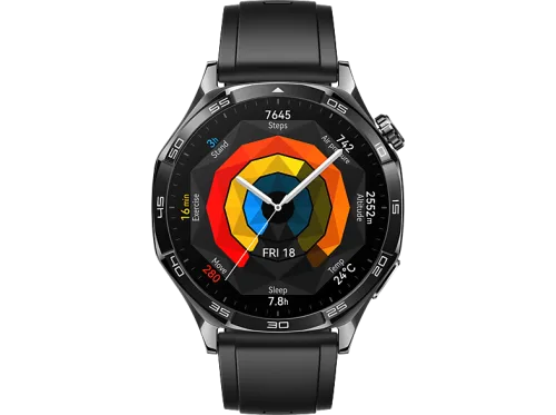 HUAWEI WATCH GT 5 (46 mm) Smartwatch Edelstahl, Polymer-Komposit Fluorelastomer, 140?210 mm, Schwarz