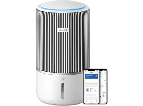 Philips, Philips Kombigerät Luftbefeuchter und -reiniger "AC3420/10 PureProtect Water 3400 Series, Luftreinigungsrate 300 m³/h" für 78 qm Räume mit HEPA-& Aktivkohlefilter, 650 ml/h Befeuchtungsrate, WLAN, Air+ App