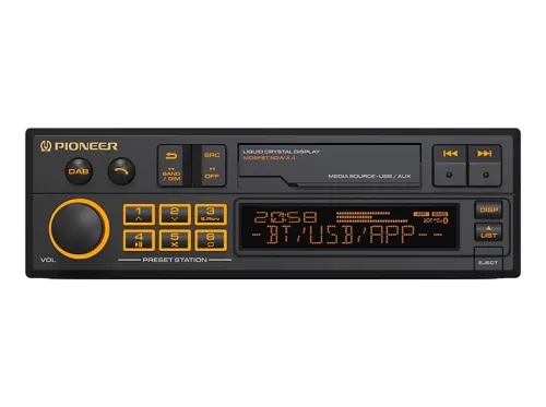 Pioneer, Pioneer Pioneer SXT-C10PS, Schwarz, 1 DIN, 88 W, 50 W, Android, AAC, FLAC, MP3, WAV, WMA Autoradio Retro Design, DAB+