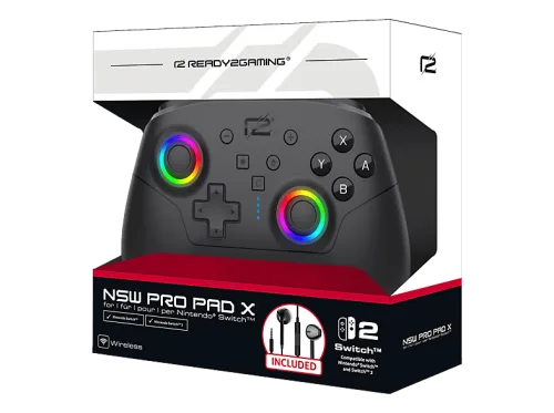 READY2GAMING Pro Pad X (+In-Ear Kopfhörer) Wireless Controller Schwarz für Nintendo Switch 2, Switch, PC