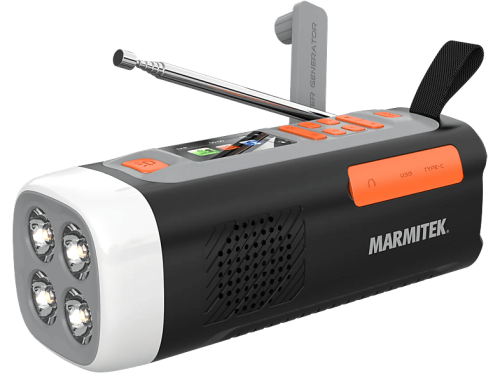 MARMITEK RESQ 200 Kurbelradio, Digital, DAB+, DAB, FM, Bluetooth, Schwarz/Grau