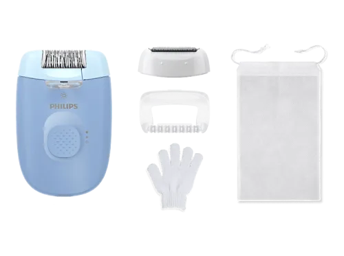 Philips, Philips Epilierer "Series 4000" 2 Stk. Aufsätze kompakter Epilierer mit Kabel und LED-Licht, inkl. Massageaufsatz