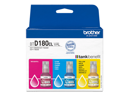Brother, Brother Nachfülltinte "BTD180CLVAL" für Brother Packung, 3 Stk. tlg.
