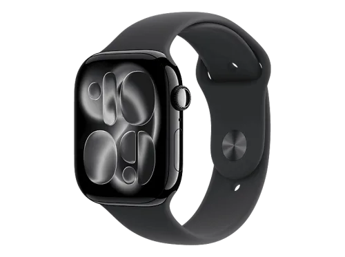 Apple, Apple - Smartwatch, AW Series 11GPS46mmJet Black Aluminium Case with Black Sport Band - M/L, 46mm