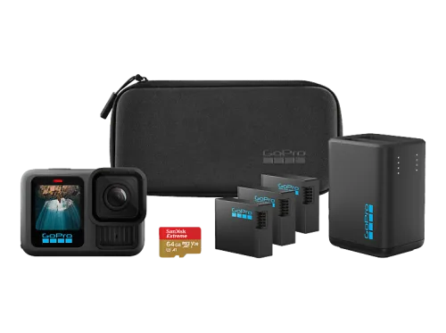 GoPro, GoPro HERO13 POWER BUNDLE Action Cam 5.3K, 4K, 2.7K, Full-HD, Bluetooth, Dual-Display, Touch-Screen, Staubgeschützt,