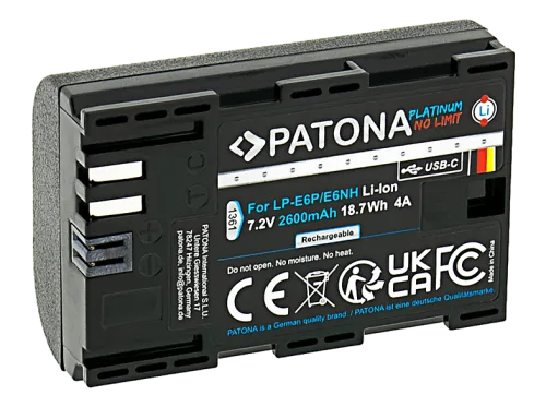 Patona, Patona - Platinum Canon LP-E6NH, Schwarz, One Size
