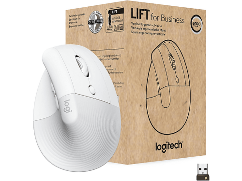 LOGITECH Lift for Business Vertikale Maus, Kabellos, 4000 dpi, Weiss