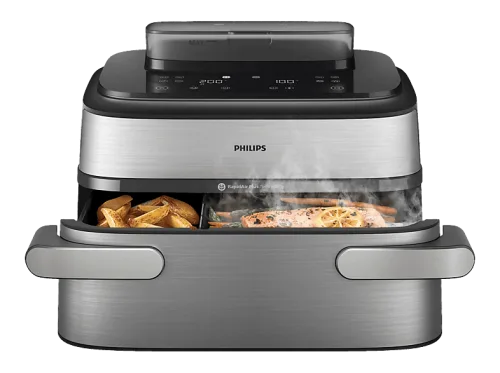 Philips, Philips NA565/92 Steam Airfryer Megabasket 9.5L Fritteuse – Airfryer - Friteuse – schwarz / silber
