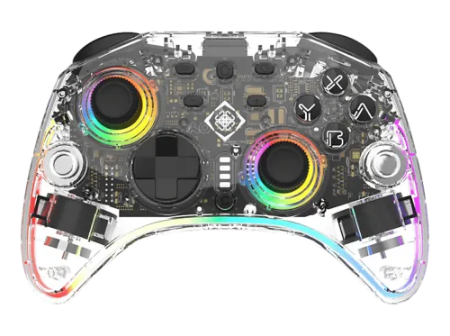 DELTACO Nintendo Switch 2 GAM-198-T RGB Wireless Controller Transparent für 2, Switch, OLED, PC