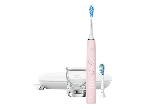 Philips Sonicare, Philips Sonicare Elektrische Zahnbürste "DiamondClean 9000 HX9911" 1 Stk. Aufsteckbürsten mit Schalltechnologie, Ladeglass, USB-Reiseetui