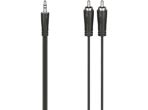 Hama, Hama -  Kabel Audio 3,5-2x RCA Schwarz 1,5m, 1,5 Meter