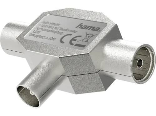 Hama, hama 00205237 Antennen-Verteiler, Koax-Stecker - 2 Koax-Kupplungen, Metall