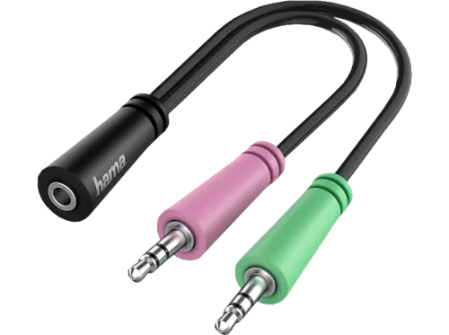 Hama, hama 00200351 Audio-Adapter, 2x 3pol. 3,5-mm-Klinke-Stecker - 4pol. 3,5-mm-Klinke-Headset