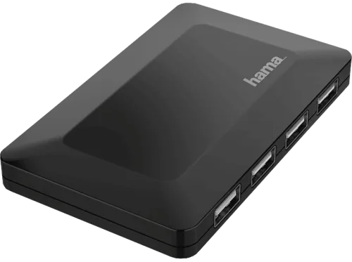 Hama, hama 00200122 USB-Hub, 4 Ports, USB 2.0, 480 Mbit/s, inkl. Kabel und Netzteil