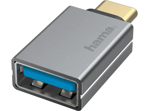 Hama, hama 00200300 USB-OTG-Adapter, USB-C-Stecker - USB-Buchse, USB 3.2 Gen1, 5 Gbit/s, Alu