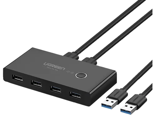 UGREEN, UGREEN 2x4 Sharing Switch Box 30768 USB 3.0 for 2 PCs,Black