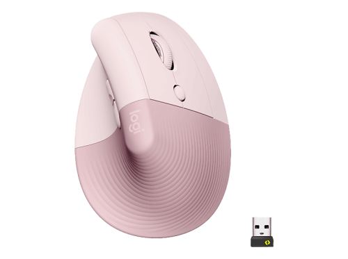 Logitech, Logitech - Lift Maus rechts RF Wireless + Bluetooth Optisch 4000 DPI, Pink