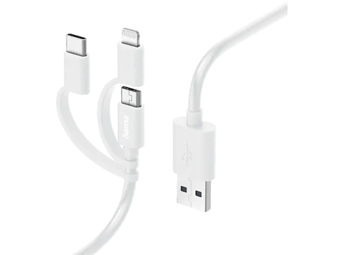 Hama, Hama USB-Kabel USB 2.0 USB-A Stecker, USB-C® Stecker, Apple Lightning Stecker, USB-Micro-A Stecker 1 m Weiß 00201535