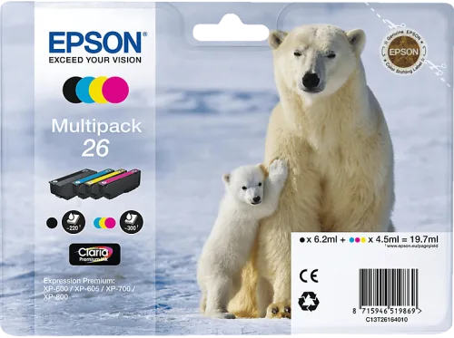 Epson, EPSON Multipack Tinte CMYBK T261640 XP 700/800 300/220 Seiten