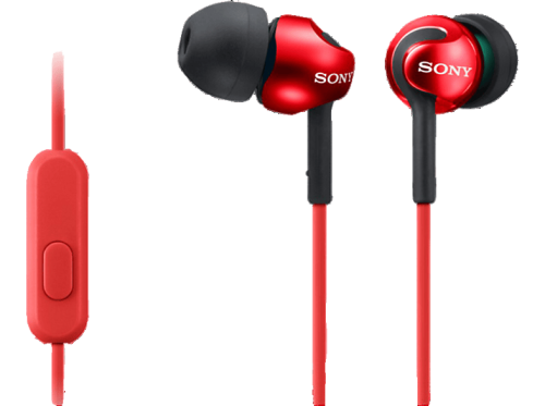 Sony, Sony MDR-EX110AP In Ear Kopfhörer kabelgebunden Stereo Rot Headset Handy