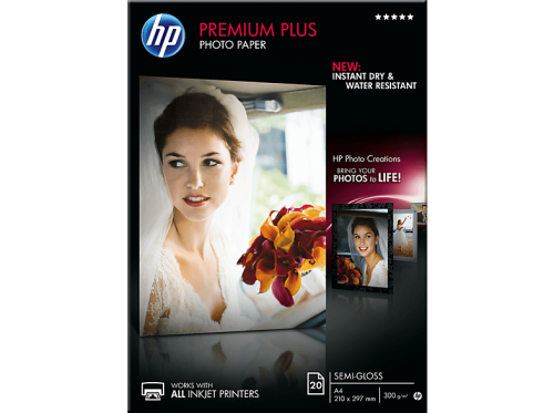 HP, HP Photo Paper Premium Plus A4 CR673A InkJet, seidenmatt 300g 20 Bl.