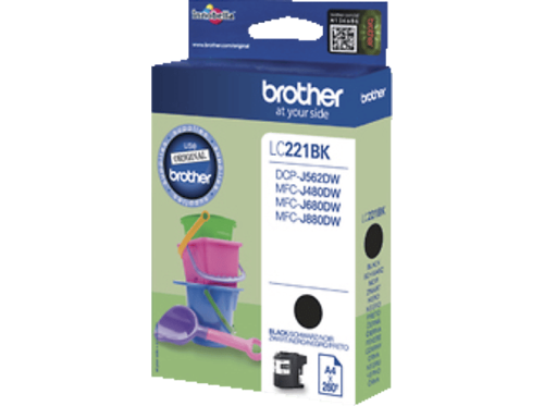 Brother, BROTHER Tintenpatrone schwarz LC-221BK MFC-J480/680/880 260 Seiten