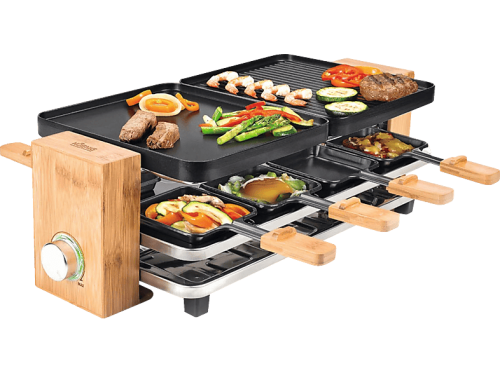 Koenig, KOENIG Raclette "Bamboo" 8 Stk. Raclettepfännchen 1.200 W
