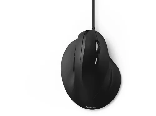 Hama, Hama ergonomische Maus "Ergonomische vertikale Maus für PC Laptop, mit Kabel, 1,8 m, Schwarz" USB  kabelgebunden Vorbeugung Tennisarm/Mausarm