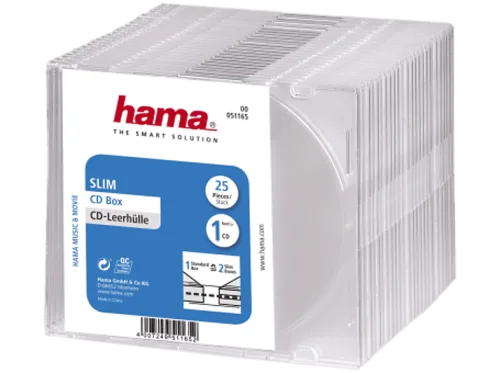 HAMA 51165 CD SLIM BOX CLEAR - CD-Leerhüllen (Transparent)