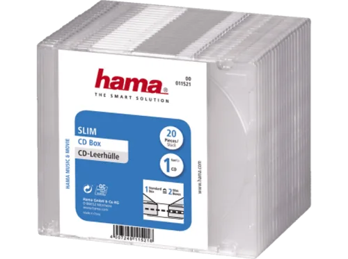 Hama, Hama CD Hülle Slim 00011521 1 CD/DVD/Blu-Ray Transparent Polystyrol 20 St.