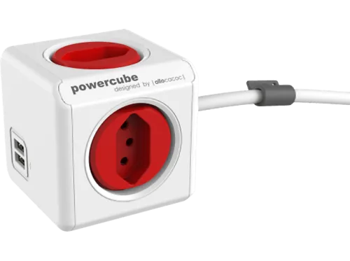POWERCUBE, POWERCUBE Socket extend red 66.7890RD 4xT.13 2xUSB 5V 2.1A