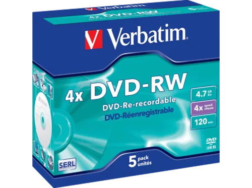 Verbatim, Verbatim 43285 DVD-RW Rohling 4.7 GB 5 St. Jewelcase Wiederbeschreibbar