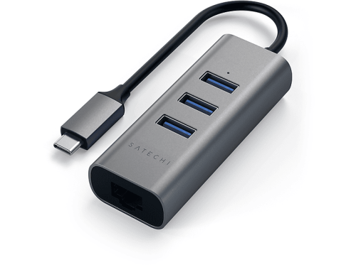 Satechi, Satechi ST-TC2N1USB31AM USB-Hub 3 Port USB-A, RJ45 USB 3.0 5 GBit/s Spacegrau ST-TC2N1USB31AM