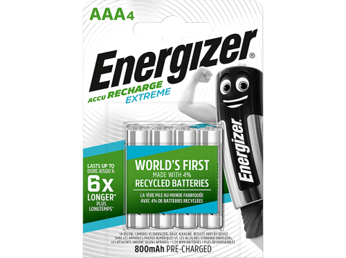Energizer, Energizer AAA Wiederaufladbare Batterien Extreme HR03 800 mAh NiMH 1,2 V 4 Stück