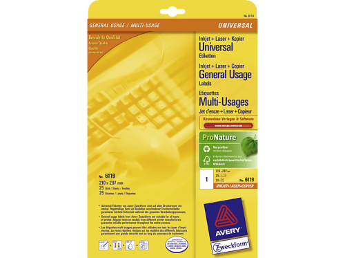 ZWECKFORM, Zweckform 6119Z Etiketten 210X297Mm ILK -