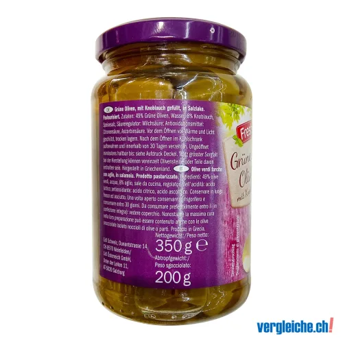 Freshona, grüne Oliven mit Knoblauch